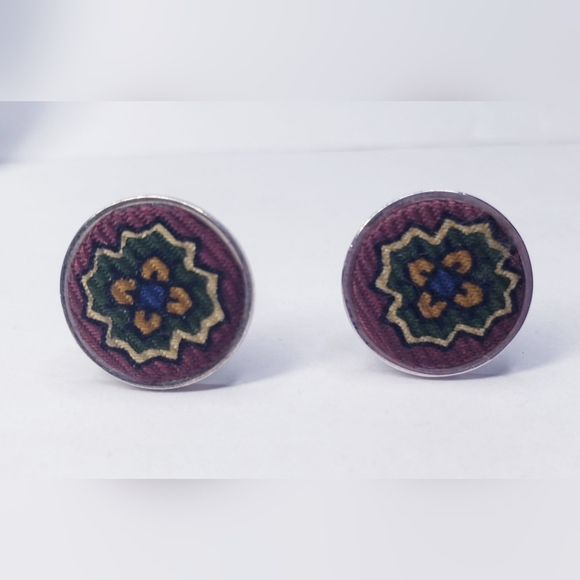 Hand Embroidered Vintage Cufflinks OOAK - Picture 4 of 4